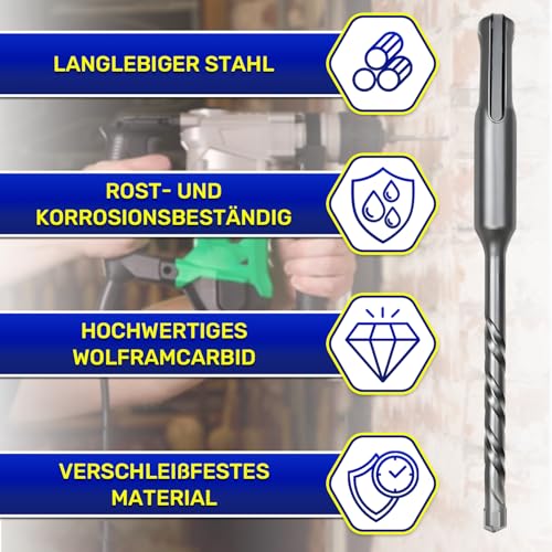 Steinbohrer SDS Plus Ø 5 mm x 110 mm Hergestellt aus Stahl und Wolframkarbid - Betonbohrer Kann für Ziegel Mauerdurchbruchbohrer Wandbohrer Stahlbeton Verwendet Werden - MONTERAL