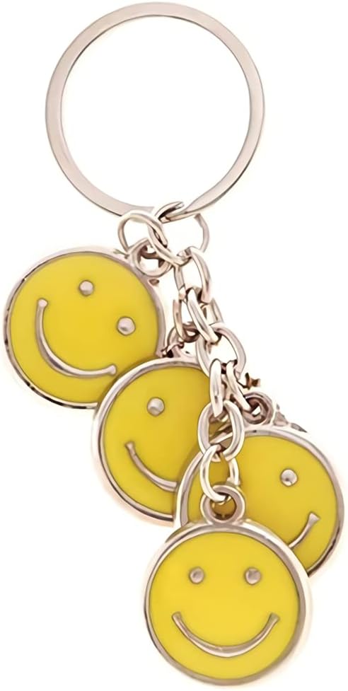 GCT Smiley Emoji Smiling Face Emoticon (KC-7) Yellow Metal Keychain for Car Bike Boys Girls Keyring