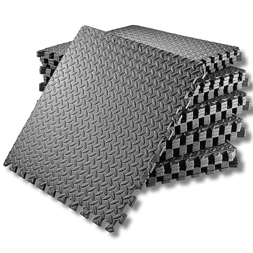 SAKUSEI Thick Heavy Duty Gym Flooring Interlocking Floor Mat EVA Soft Foam Yoga Mat 60cm (4 Mats (16 sq ft.)) SAKUSEI Thick Heavy Duty Gym Flooring Interlocking Floor Mat EVA Soft Foam Yoga Mat 60cm (4 Mats (16 sq ft.))