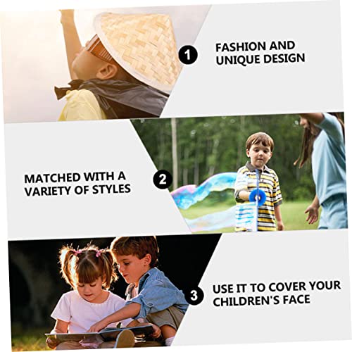2pcs Large Bamboo Sun Hats for Kids Traditional Conical Fishing Hats Wide Brim for Outdoor Fun and Sun Protection Beige3