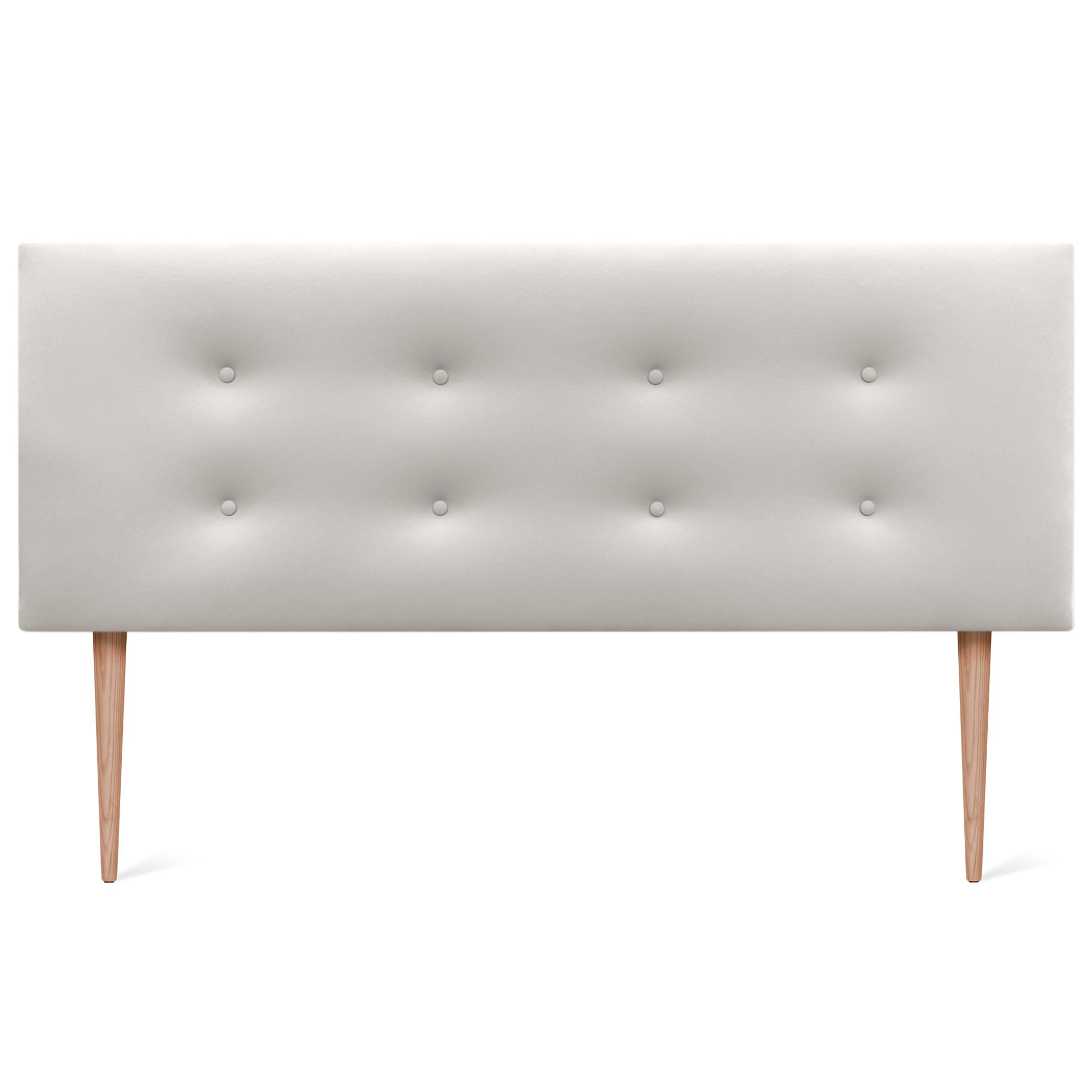 DHOME Testiera Imbottita Per Letto - Similpelle A.Bianco, 95x105cm Con Gambe - Bottoni A File, Spessore 4cm - Adatta A Letti 70/80/90 Cm - 4