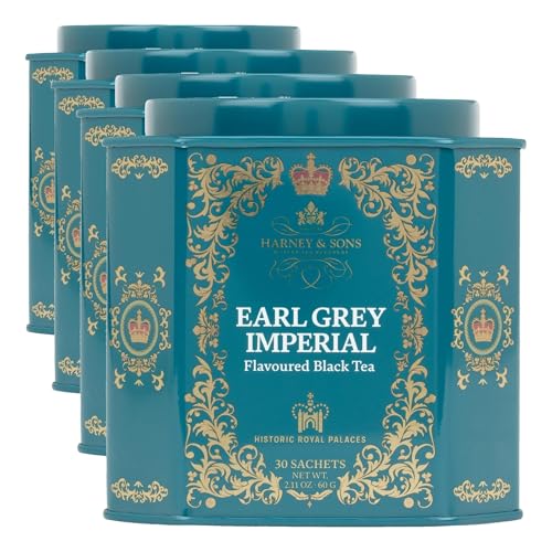 Image of Harney & Sons HRP Earl Grey Tea, 30 Sachets, HRP Earl Grey Imperial (Tin Design May Vary) (Pack of 4)