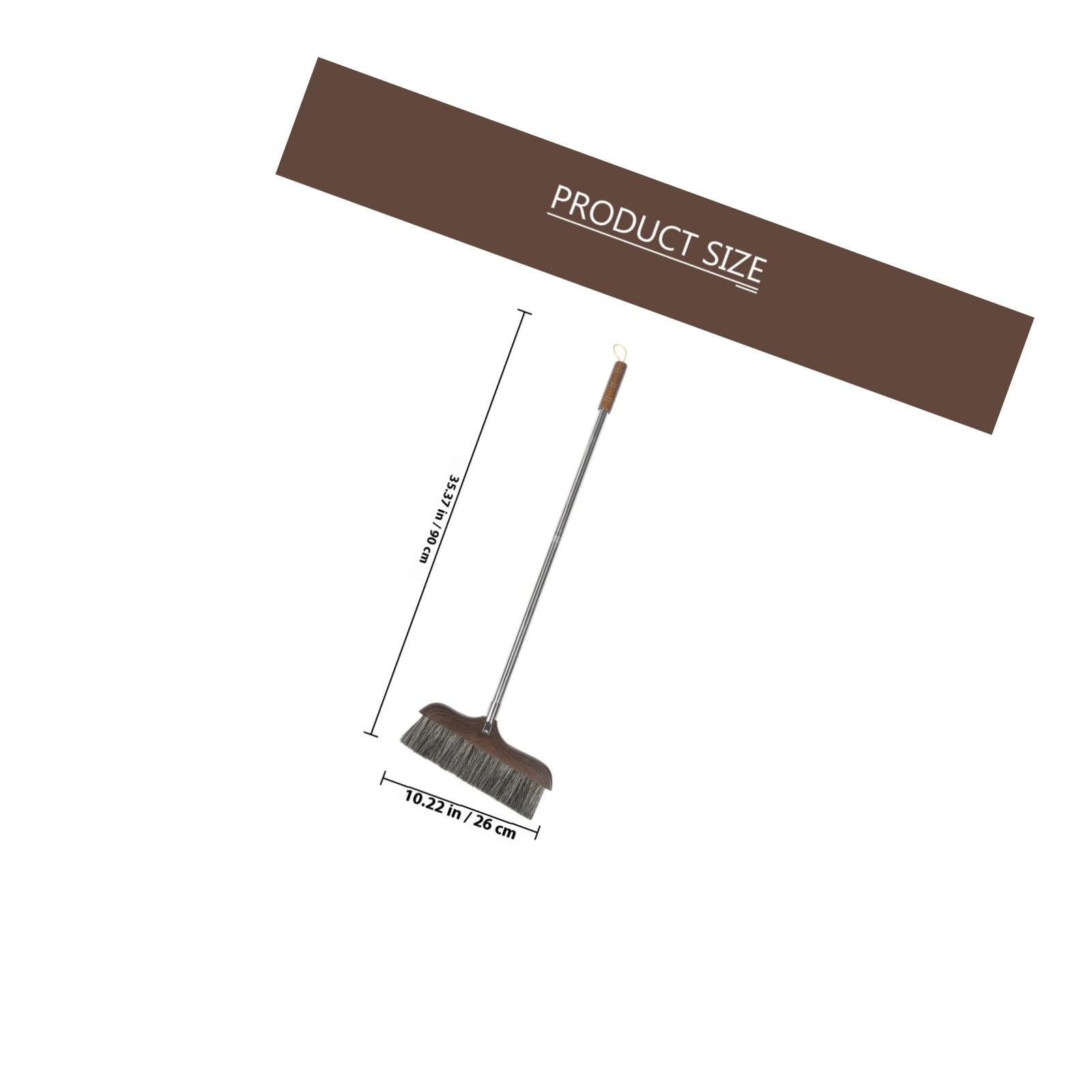 Escoba Mango Cerdas de Limpieza de Madera Largo para Suelo | Negro, Cerdas Biseladas y Lado Plano, Acero Inoxidable y Plástico, Orificio para Colgar