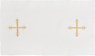 Toyvian Toalla Purificadora para Altar Católico 44 X 25 Cm de Lino y Algodón Bordada con Cruz para Misa y Ceremonia Bautismal, Paño Absorbente y Lavable para Manteles Litúrgicos