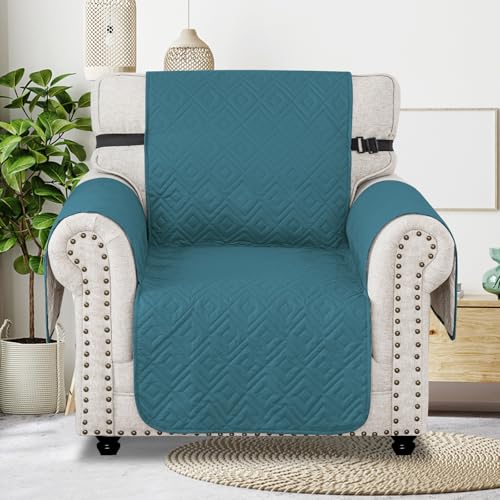MAXIJIN Chair Covers Waterproof Sofa Slipcovers Non-Slip 1 Seater Sofa Protectors with Elastic Straps Reversible Universal Couch Covers for Dogs Pets - Image 2