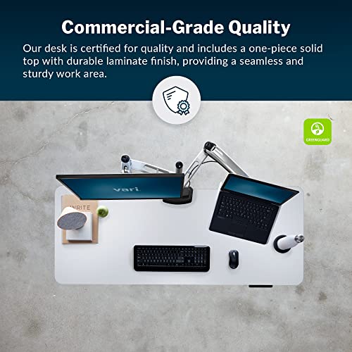 Vari Electric Standing Desk 60" X 24" (Varidesk) - Electric Height Adjustable Desk - Standing Desk For Office Or Home - Adjustable Standing Desk - Powerful Dual Motor Sit Stand Desk - White #TOP3