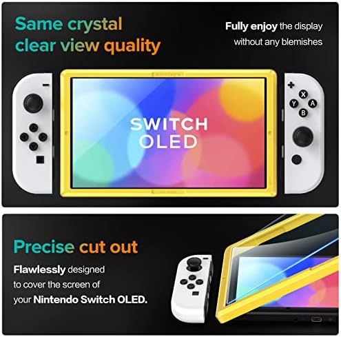 [4 Pack] iVoler Tempered Glass Screen Protector Designed for Nintendo Switch OLED Model 2021 Transparent HD Clear Screen Protector for Nintendo Switch OLED 7'', Bubble Free - 4