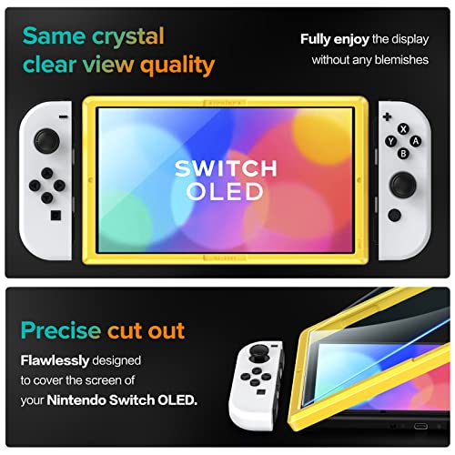 ivoler Pack de 4 Verre Trempé Compatible avec Nintendo Switch OLED Modèle 7 pouces Modèle 2021, avec Kit Installation Offert, Film de Protection d’écran - 9H Glass - Anti Rayures - Sans Bulles