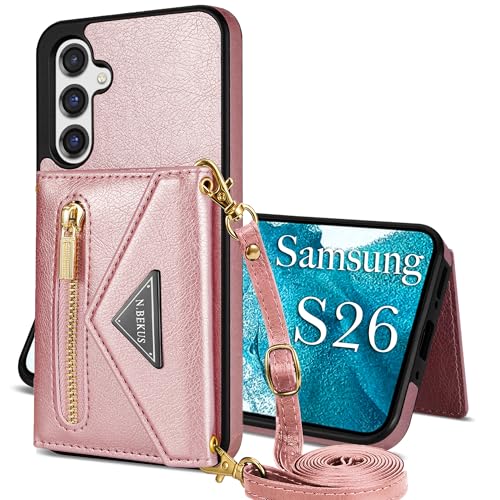Étui cuir Samsung S26 Ultra rose à bandoulière pour un quotidien chic serein