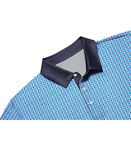 V Valanch Mens Polo Shirts Golf Polo Shirts For Men Moisture Wicking Polo Shirt Geometric Print Shirt #TOP3