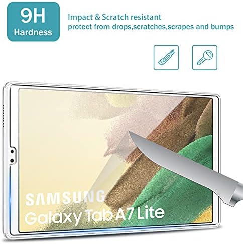 Reshias Case for Samsung Galaxy Tab A7 Lite, Blue PU Leather Flip [Kickstand Feature] Wallet Cover with One Tempered Glass Screen Protector for Tablet Samsung Galaxy Tab A7 Lite 2021 (8.7 Inch)