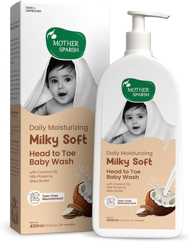 Milky Soft Head to Toe Baby Wash-400ml with Milk Protein & Shea Butter | Tear Free 2 in 1 Natural Baby Body Wash