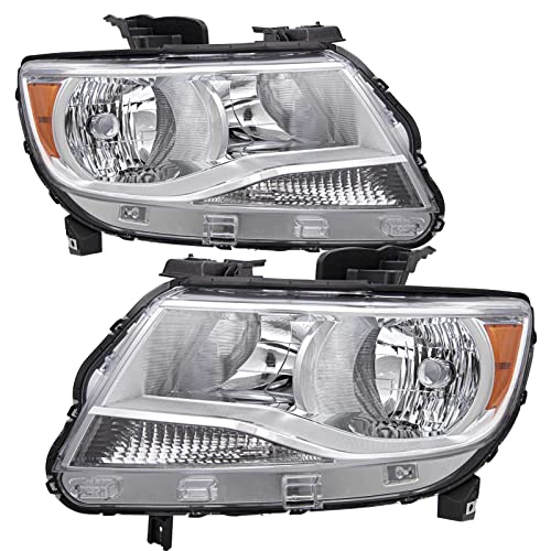 JSBOYAT Headlight Assembly Fit for 2015-2020 Chevy Colorado 4-Door Extra Cab | Crew Cab Models Driver and Passenger Side, Chrome Housing & Amber Reflector