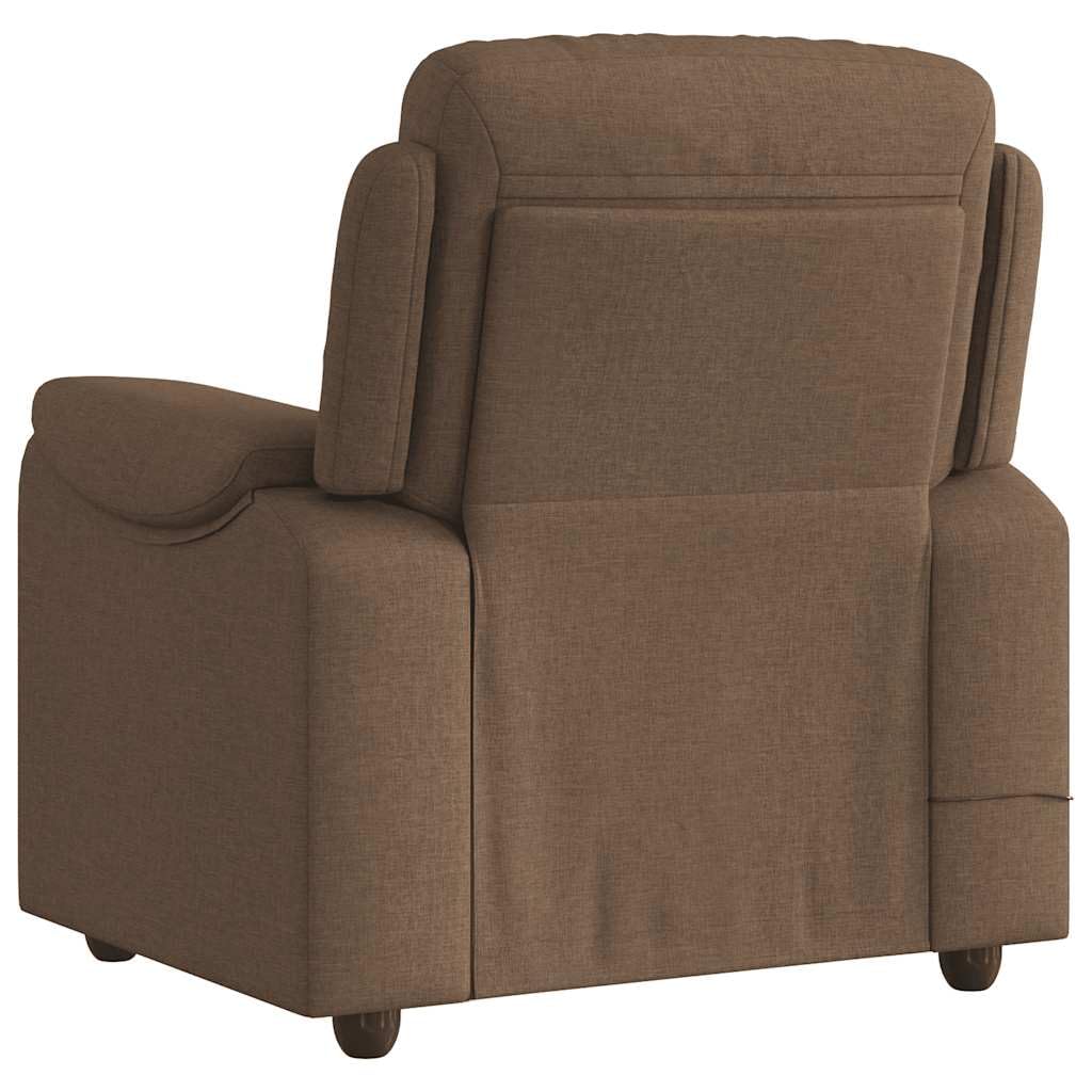 Sillón reclinable con Masaje de Tela marrón, Sillón Relax Reclinable