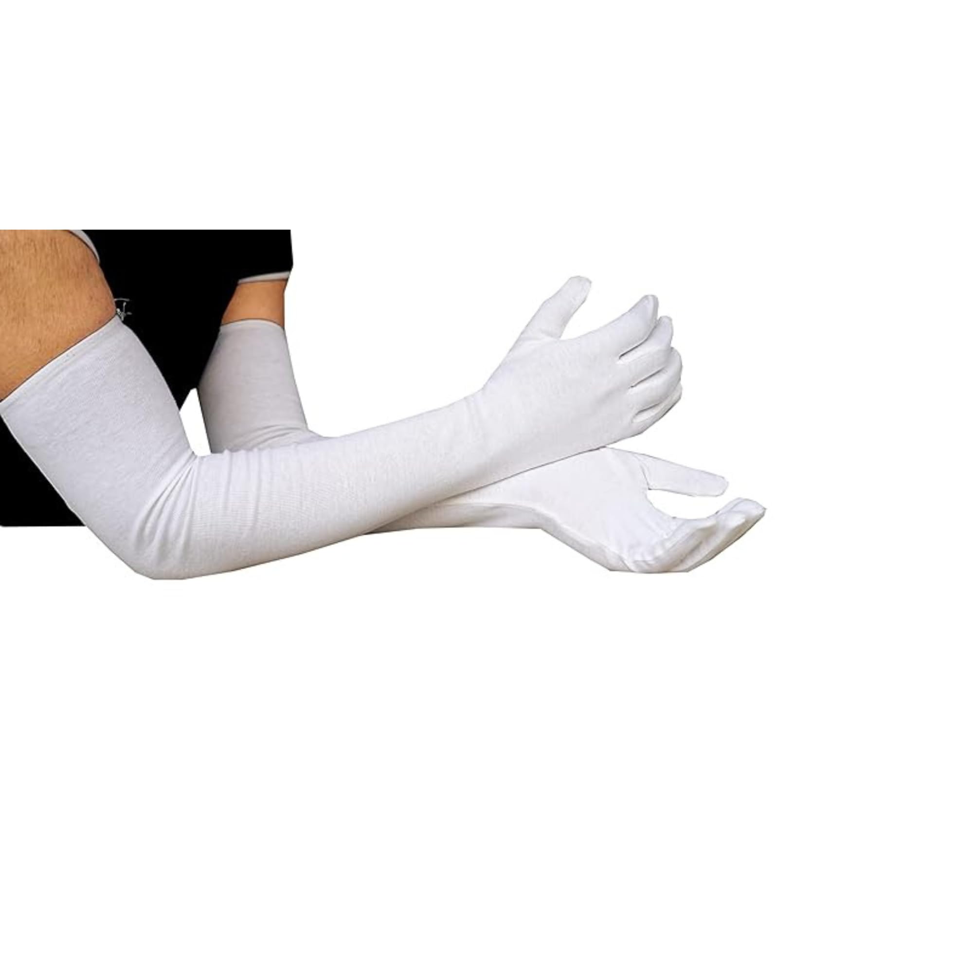 Women & Men Cotton Full Hand Gloves for Biking and Driving, Dust, Pollution and Sunburn Sunlight UV Protection Gloves, Pack of 1 (White, Free)