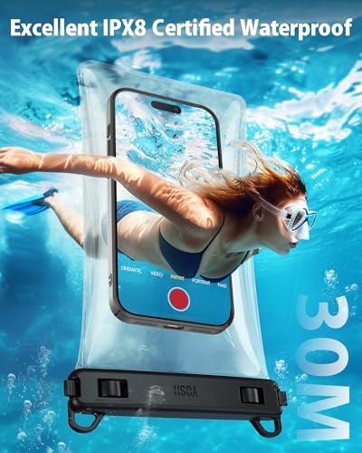 YOSH 7,5 Zoll Große Kapazität Schwimmende wasserdichte Handyhülle [3D Nahtloser Körper], IPX8 TPU Wasserfeste Handytasche, Waterproof Phone Case für iPhone 17 16 15 Pro Max Samsung S26 S25 S24 Ultra