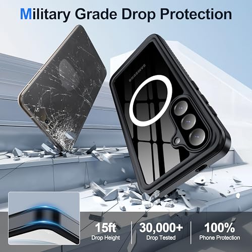Image of ANTSHARE IP68 Waterproof Case for Samsung Galaxy S26 Plus [2026] - MagSafe Compatible, Built-in Screen /Lens Protector - Shockproof Full Body Protection for Swimming /Outdoor, Black /Clear