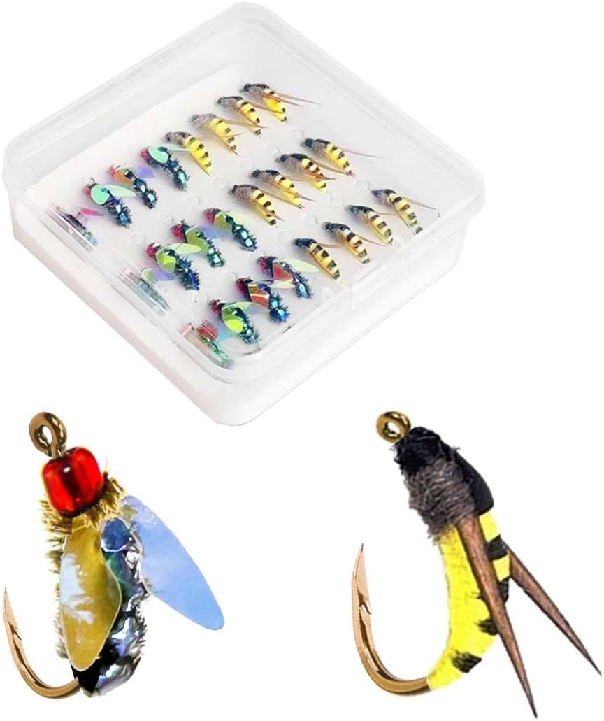 21Pcs/Box Fishing Lure Fly Fishing Flies Dry/Wet Flies-Fly Fishing for Trout, Bass,Salmon