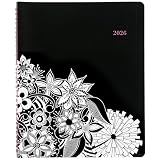 Cambridge 2026 Appointment Book Planner, Weekly & Monthly, 8-1/2" x 11", Large, Hourly, FloraDoodle, White and Black (589-905-26)