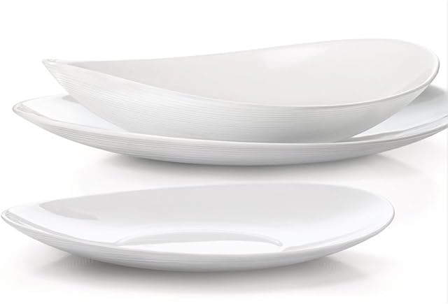 Bormioli Dinner Set White 18 Pieces Set for 6 People Prometeo Line Tempered Glass
