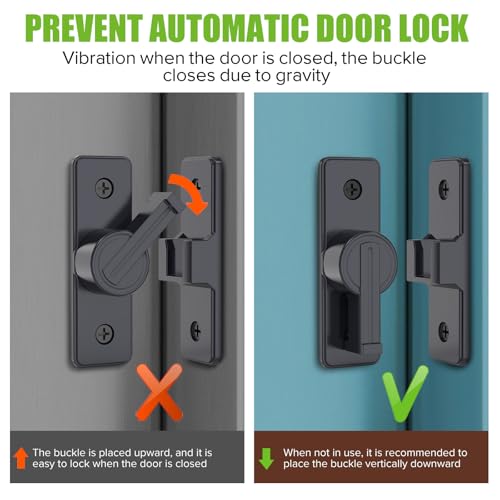 Image of Barn Door Lock Hardware, Heavy Duty 90 Degree Flip Latch Privacy Lock, Zinc Alloy Sliding Barn Door Latch for Bathroom, Bedroom, Closet, Garage, Shed and Gate (Matte Black-2PCS)