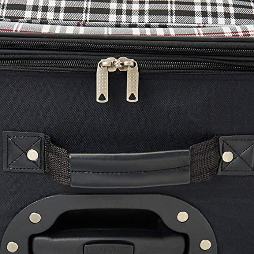 Image of Rockland Fashion Softside Upright Luggage Set, Telescoping Handles, Black Plaid, 4-Piece (14 /19 /24 /28)
