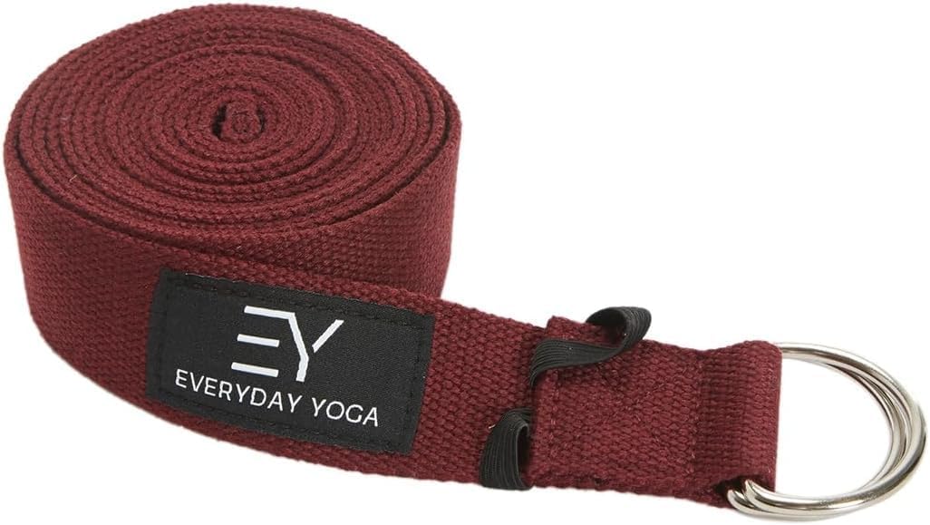 Everyday Yoga Bolster and Yoga Strap Set, Rectangular Meditation Pillow, Firm Support for Restorative Yoga - Merlot - 10ft Length