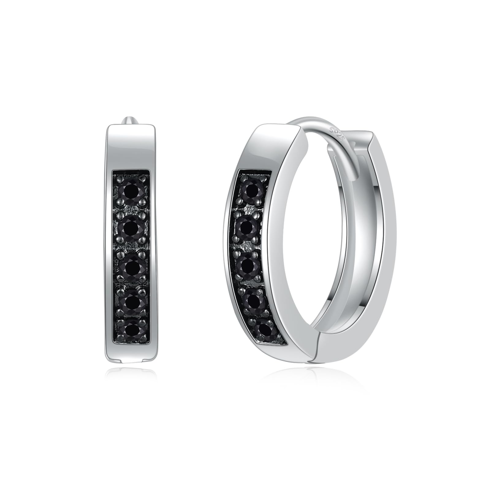 Immobird Orecchini Uomo Nero con Runa Celtica Cerchio 15mm Unisex Orecchini per Leggeri e delicati Adatto Per l'uso Quotidiano