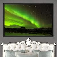 Framed Canvas Wall Art Dayspring Astronomy & Space Contemporary Cosmic Dramatic Green Group Photography Realism - 16x24 inches