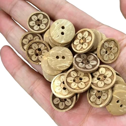 Boutons coquillage noix de coco fleur 13mm pour travaux manuels et bijoux fait main x20 - 5