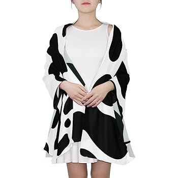 ユニセックスシンプルデザインスカーフ（30×180cm） Amazon | [LUYISI] ストール レディース 薄手 春 夏用 牛柄 白黒