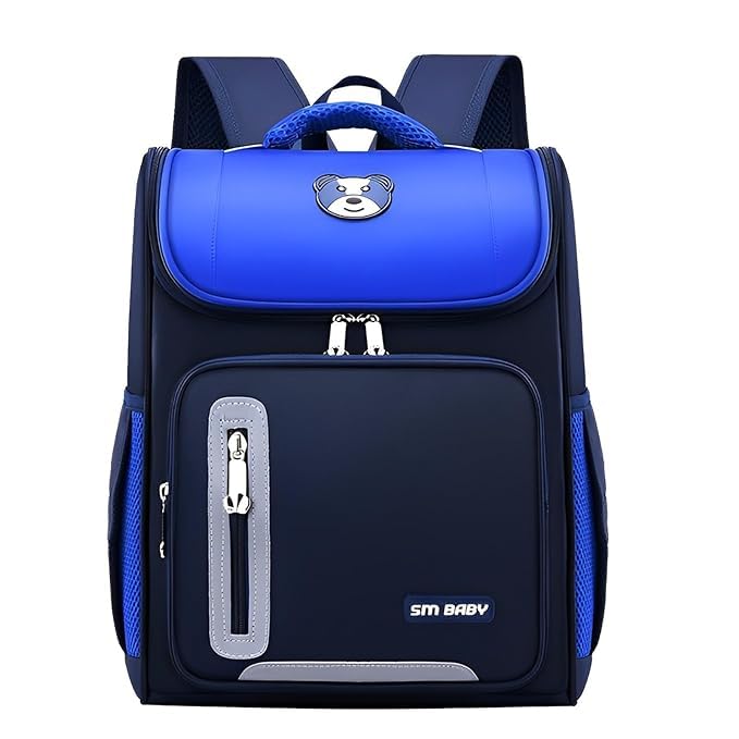 RavSoCute Bear Graphic Print Solid Colored Outdoor Flap Closure School Bag Fancy Multi-Compartment Large Capacity Waterproof Lightweight Casual Backpack for Elementary Students,