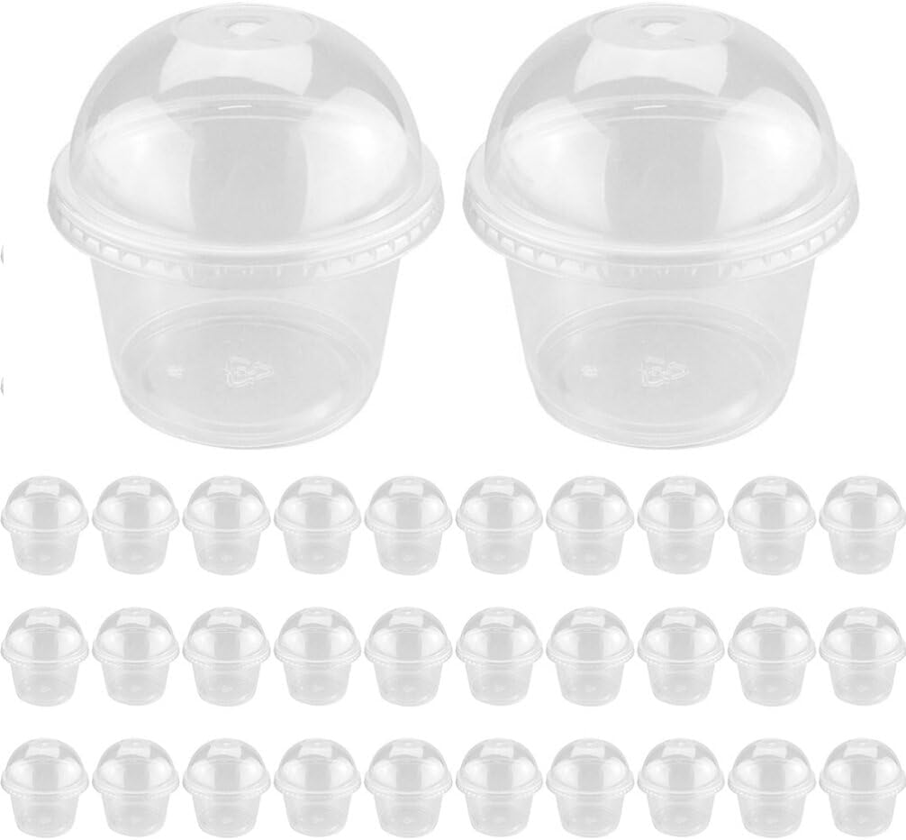 50pcs Disposable Pudding Cups High Lids Plastic Dessert Bowls for Ice Cream Yogurt and Treats for Parties Takeout and Bakeries