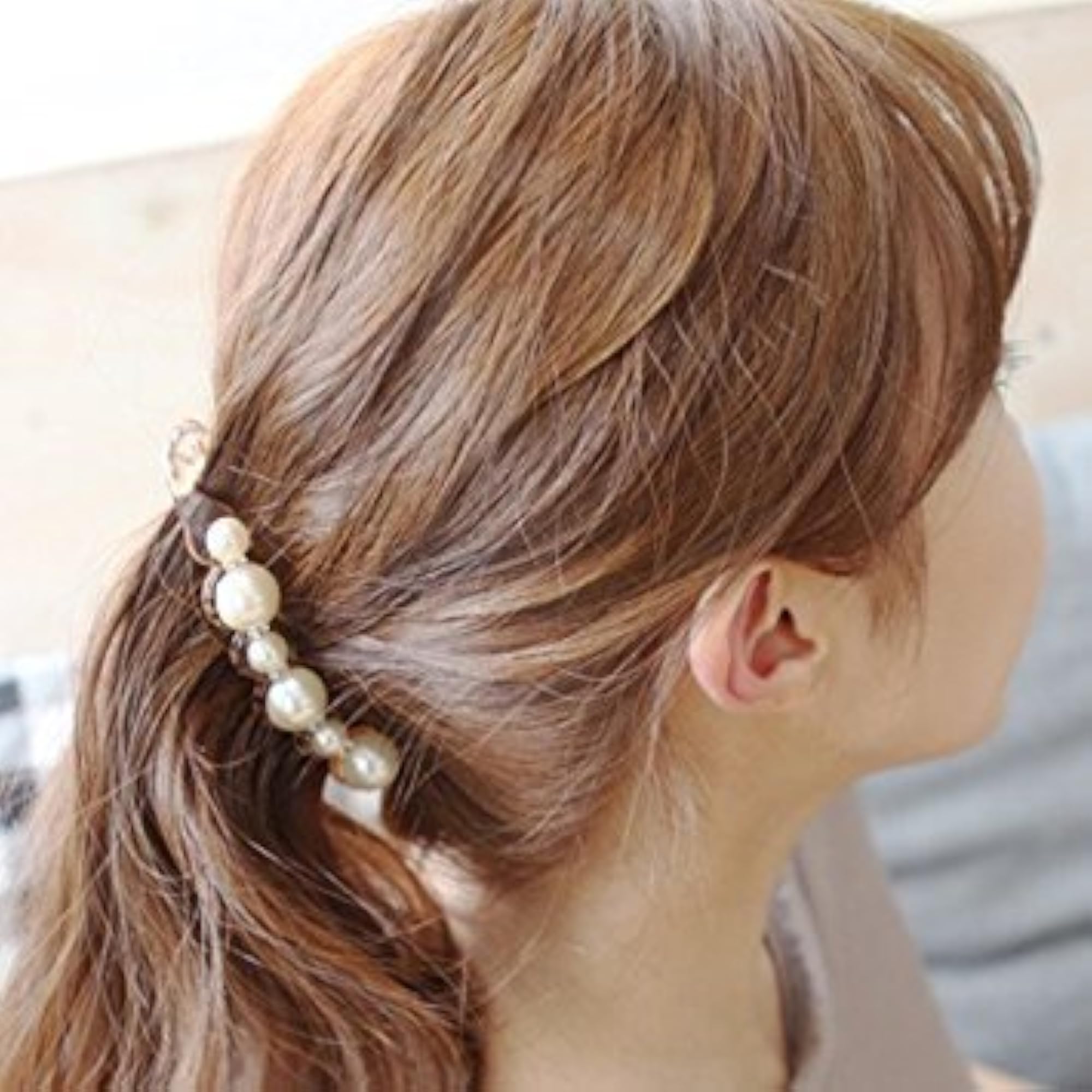 Pearl Banana Hair Clip, Elegant Black Design