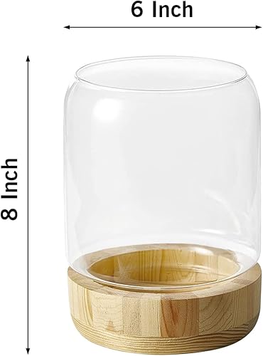 Miniatura 6 de Serene Spaces Living Portavelas de cristal grande con base de madera, acento decorativo para bodas, fiestas, eventos, decoración del hogar, mide 8