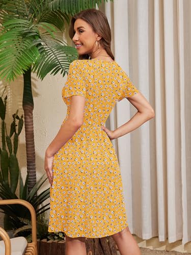 Image of Heymoments Womens Summer Short Sleeve Casual Dresses V-Neck Beach Dress with Pockets S-2XL