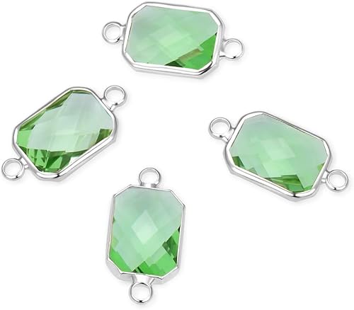 Miniatura 6 de Adabele 10 piezas de septiembre de septiembre azul zafiro piedra natal conector rectángulo de corte radiante 0.551 in chapado en oro cuentas de