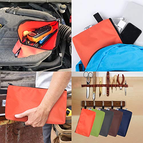5 Pcs Premium Tool Pouch Zipper Bag, Small Tool Bag, Heavy Duty Waterproof Utility Tool Bags, 12.5 X 7 X 2 Inch Bank Deposit Bag, Nylon Pouches With Dependable Smoothly Nylon Zippers By Kernowo #TOP5