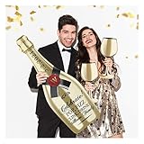 Giant Champagne Bottle Glasses 35.5” x 12" Gold Party Decor Party Props Bridal Shower Baby Shower Bi
