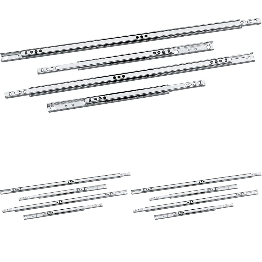 Glissière pour tiroir bloqué Amig lot de 3 paires de rails acier 438mm