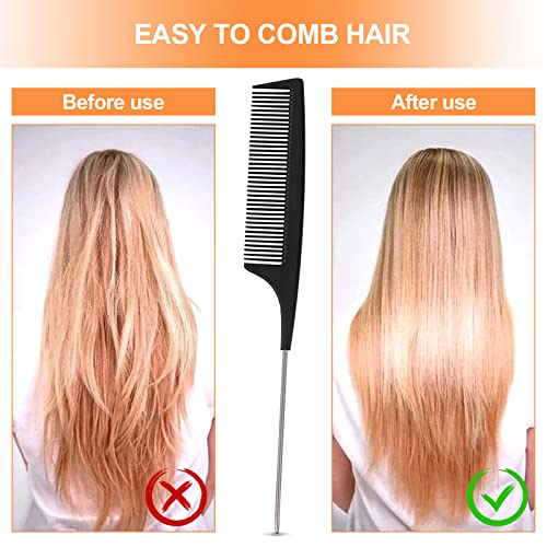 Comb, 3 Pieces Tail Combs Set, Fine Tooth combs, Carbon Fibre StylingCombs, Hairdressing Comb, Teasing HairComb for Women and Men, Anti Static, Heat Resistant - Image 5