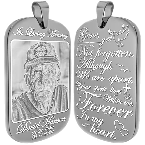 Custom Engraved Dog Tag Necklace | In Loving Memory Jewelry | Personalized Memorial Keepsake | Stainless Steel Remembrance Gift