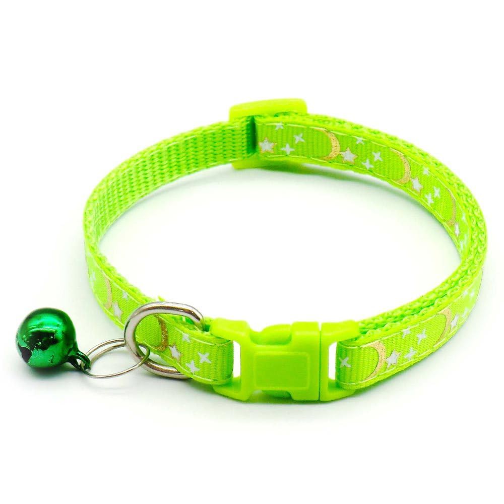 Reflektierendes Katzenhalsband, 6 Stück, abreißbar, mit Glocke, Mond, Sterne, niedliches Kätzchen, verstellbar, 19,1 - 32,5 cm, sicheres Kätzchenhalsband