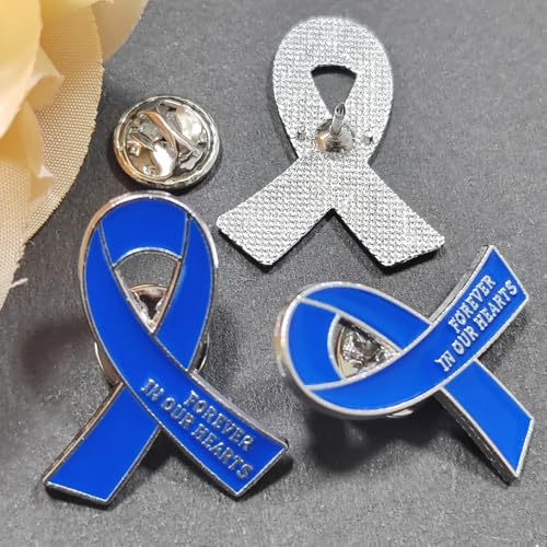 Image of 20 Pcs Funeral Ribbon Awareness Pins Memorial Lapel Brooches Forever In Our Hearts For Mourning Event