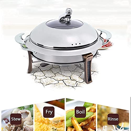 Full Size Round Chafing Dish 6er-Pack, Edelstahl Chafers und Buffetwärmer-Sets mit Essenspfanne, Rahmen, Deckel und… – Bild 8