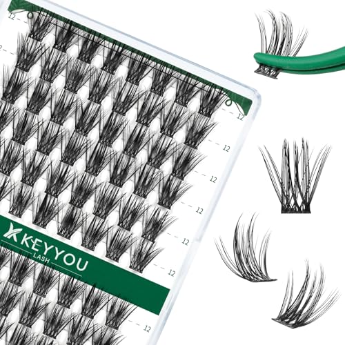 Image of Lash Clusters 96pcs Individual Lashes D Curl 12mm Eyelash Clusters KEYYOU Volume Wispy Lash Extension Soft&Comfortable Easy DIY at Home(Y18,D-12mm)