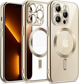 جراب مغناطيسي متوافق مع موبايل ايفون 13 برو يدعم شاحن ماج سيف مع واقي عدسة الكاميرا حماية كاملة من البولي يوريثين المقاوم للصدمات ، من Next store ذهبى للبالغين من الجنسين
