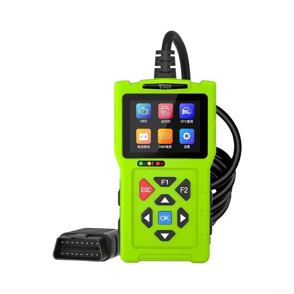T300 für obd2 Diagnosegerät mit Batterietest Funktion für obd2 Codeleser Scanner für Motorfehler und KFZ Auslesegerät mit 2.8 Zoll TFT Farbdisplay Diagnosewerkzeug für OBDII Protokoll und (orange)