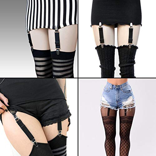 WILLWIN Multifunction Elastic Stocking Clips Suspenders Garter Belt for Girdles Corset Straps Adjustable Leg Garter Girdles Fasteners Keep Your Lingerie Corset Snag on 8Pcs Black4