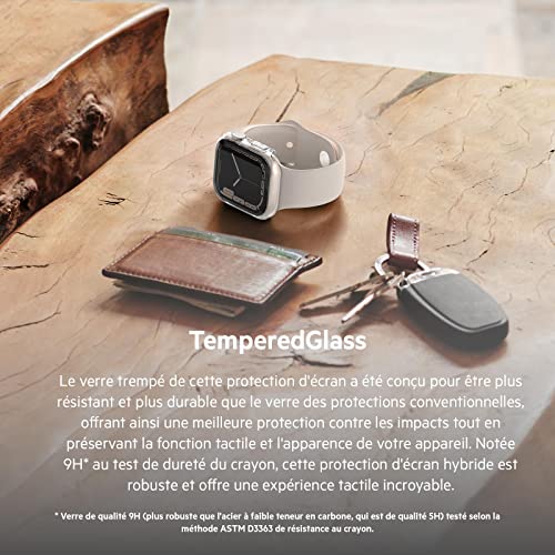 Belkin ScreenForce Apple Watch 41 mm, 40 mm Series 8, SE, 7, 6, 5, 4 Bumper Case avec protecteur d'écran en verre trempé intégré, résistant aux rayures et facile à installer - Noir